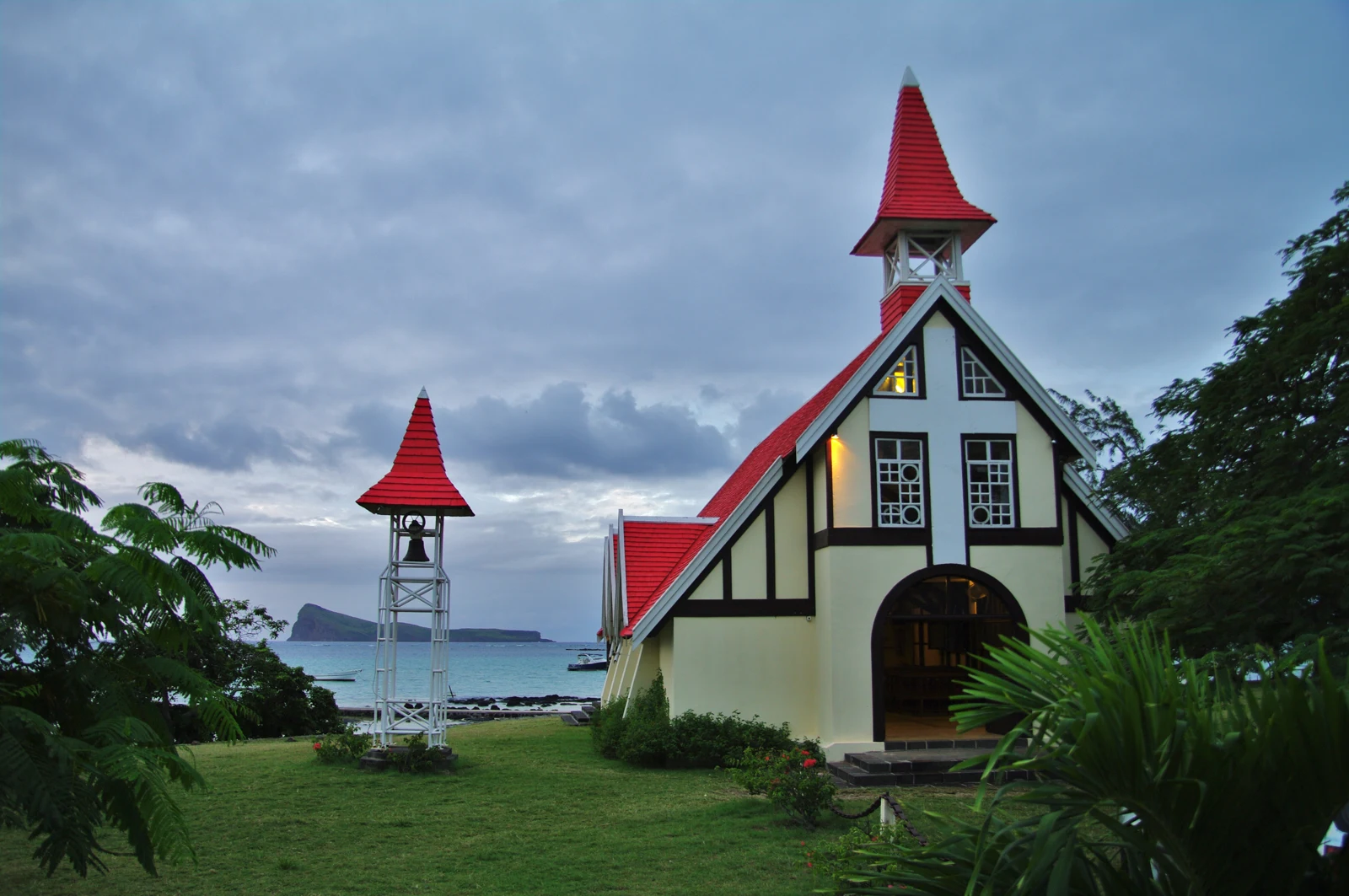 Notre Dame Auxiliatrice church beside the coast at Cap Malheureux