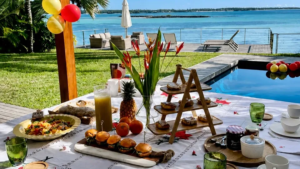 Comida preparada para visitantes en Mauricio